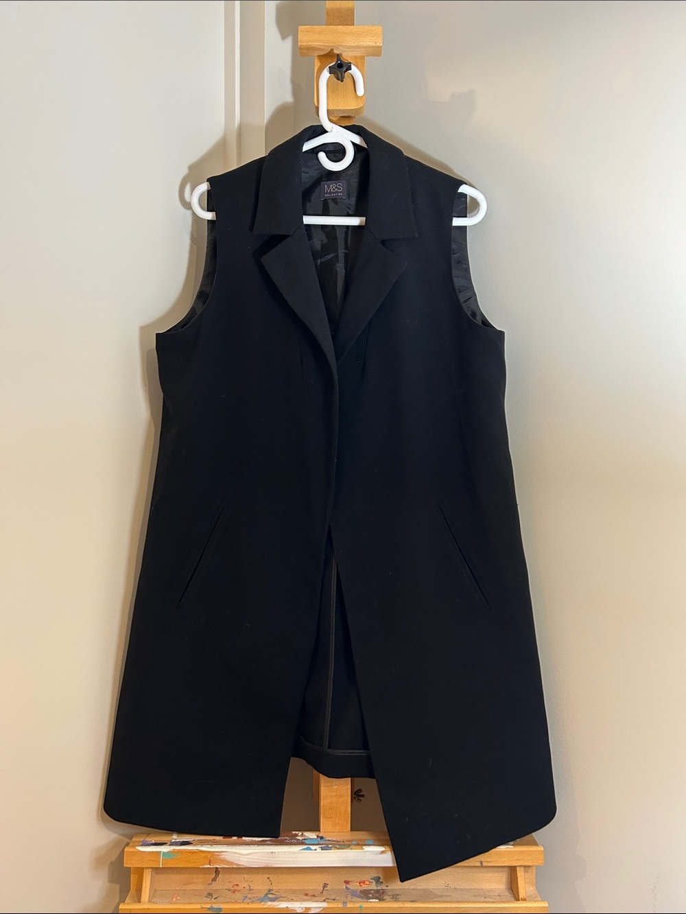 M&S Collection Black Longline Sleeveless Blazer